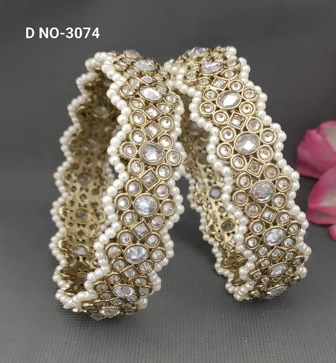 Mehandi Polki Bangles Sku 3074