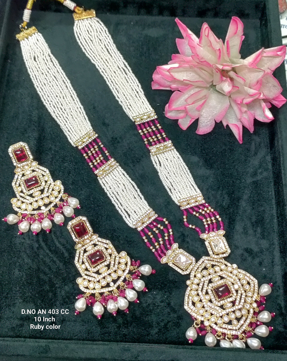 Redlong kundan necklace set by Rchie wholesale