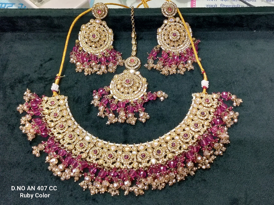 Mehandi Polki Necklace SKU- AN 407 CC