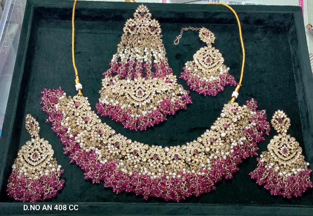 Mehandi Polki  Necklace SKU- AN 408 CC