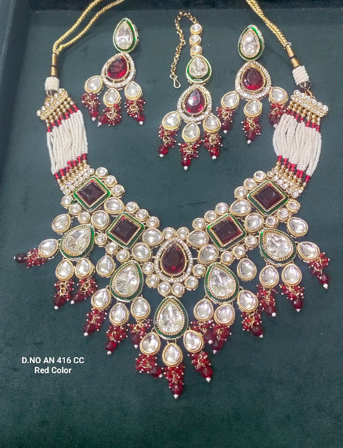 Moissanite Mehandi Kundan Necklace SKU-AN 416 CC