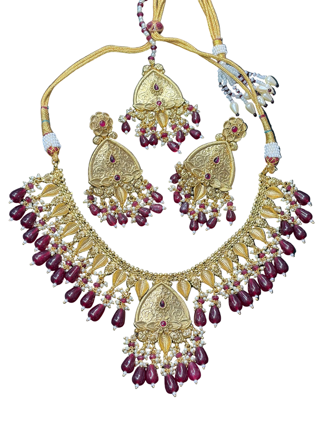Antique Golden Panjabi Necklace Set Sku 15137 E4
