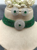Cz Rodium  Choker Set Sku -6380 rchiecreation