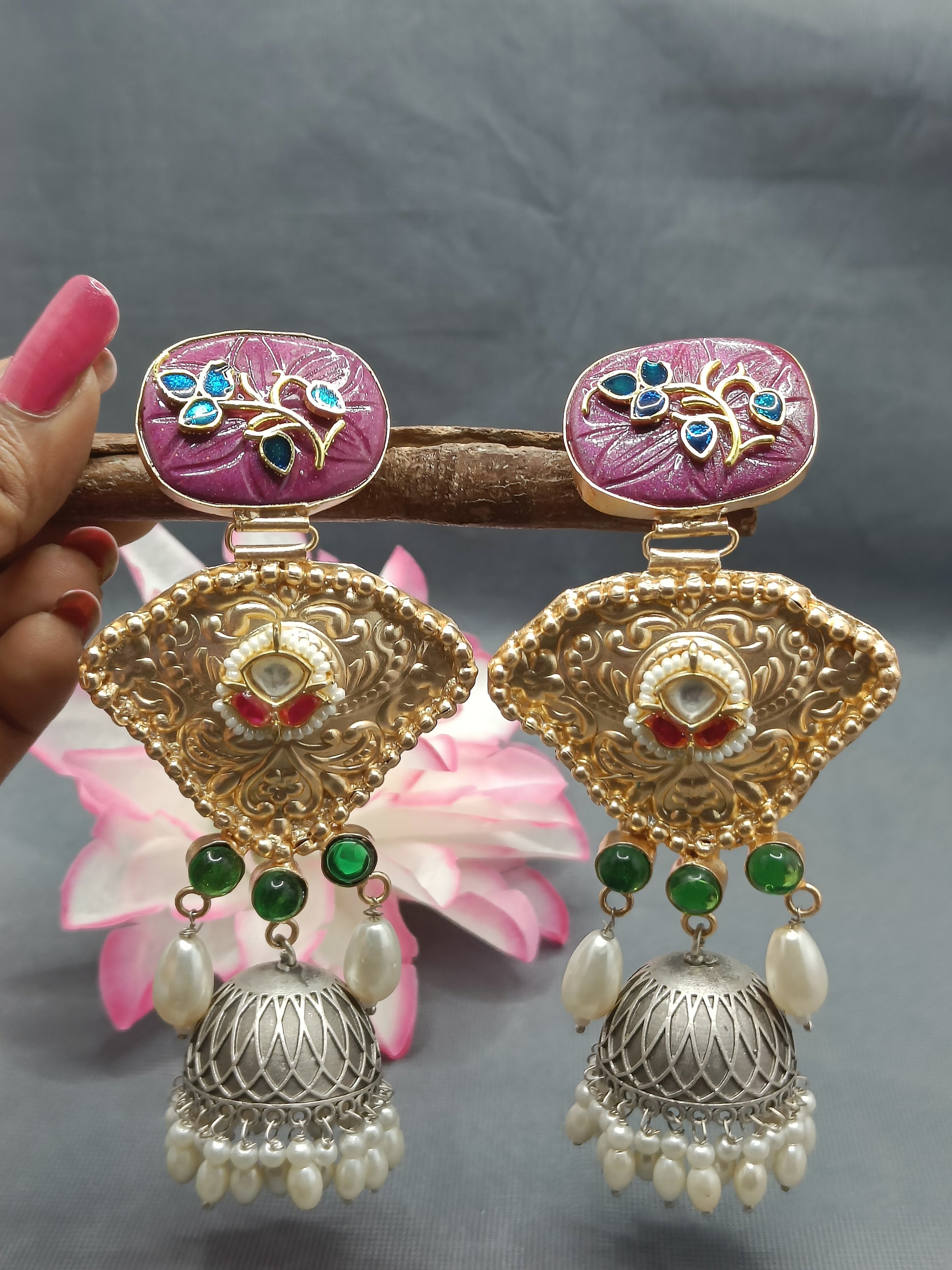 Kundan fusion Earrings Sku KE 040 AJ/ C1 rchiecreation