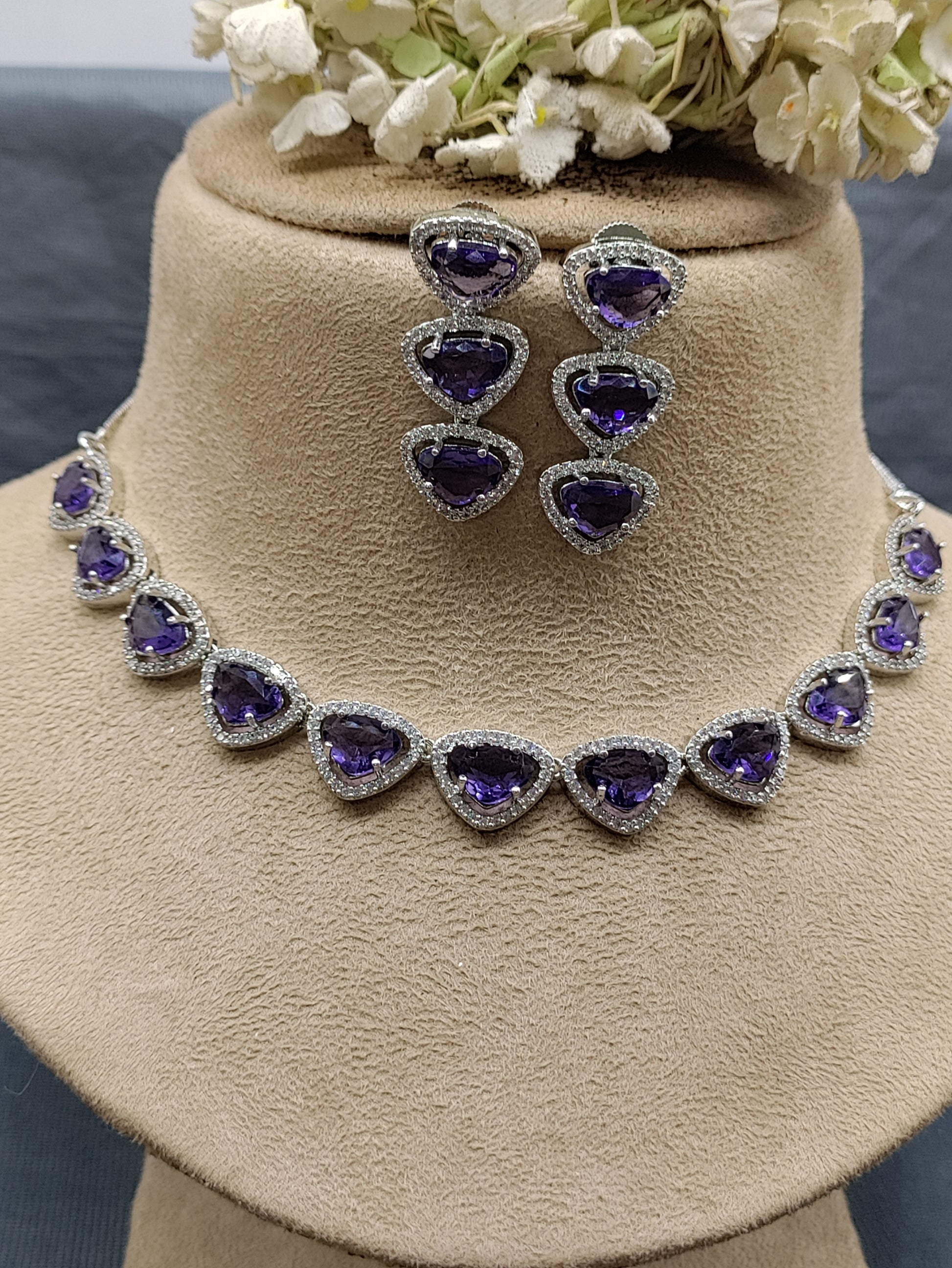 Rodium A.Diamond Necklace SKU-6373 rchiecreation