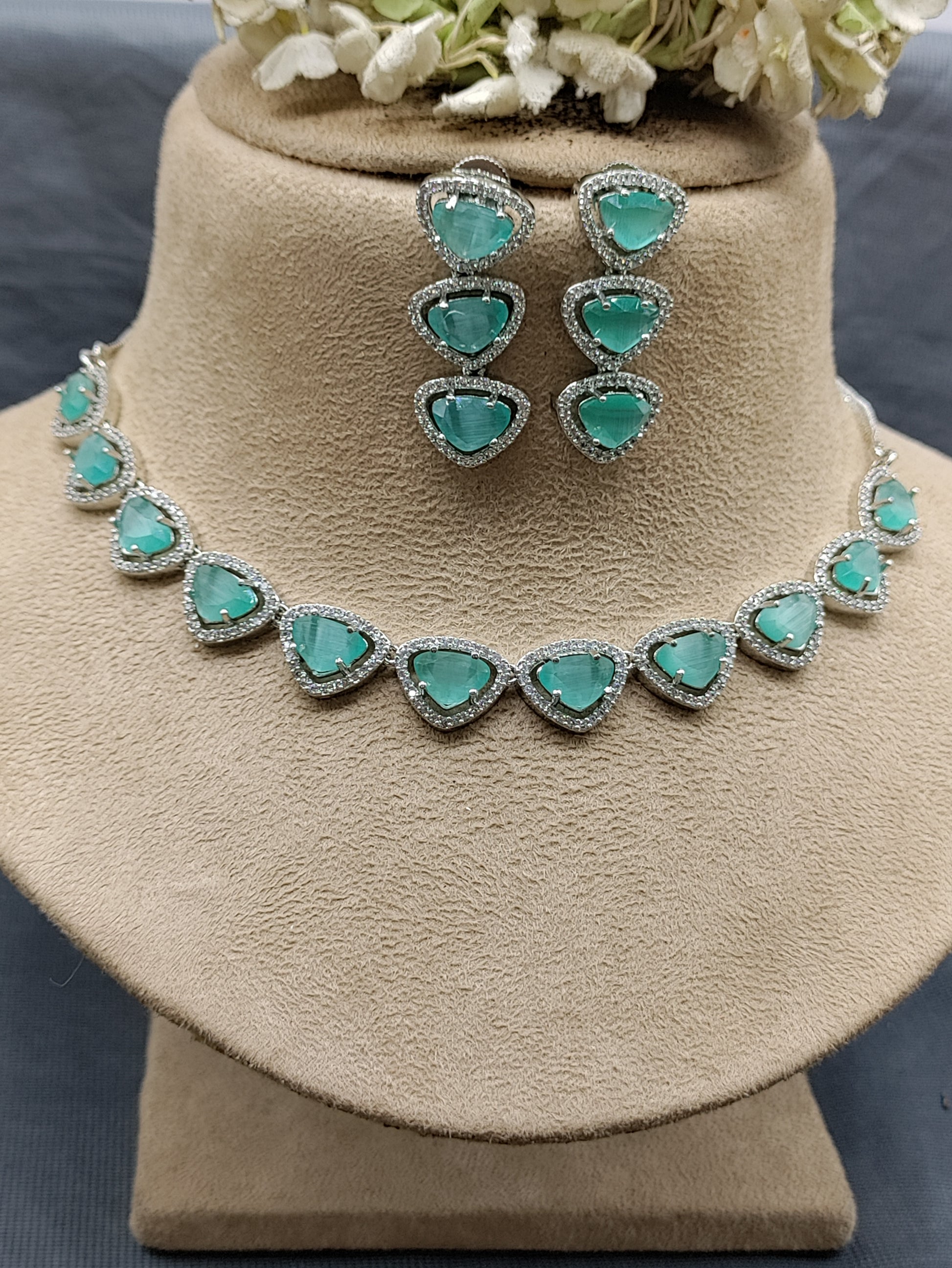 Rodium A.Diamond Necklace SKU-6373 rchiecreation