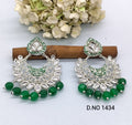Rodium Polki Kundan Earring Sku-1434 rchiecreation