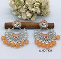 Rodium Polki Kundan Earring Sku-1434 rchiecreation