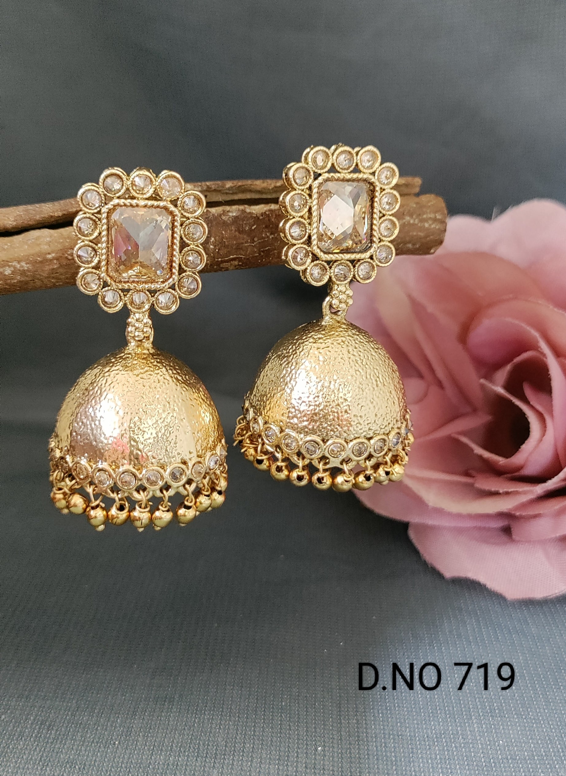 Gold polki Earring jhumka by Rchie Wholesale