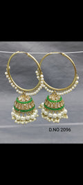 Polki Mehandi Hoop Bali Jhumki Earring Sku 2096 rchiecreation