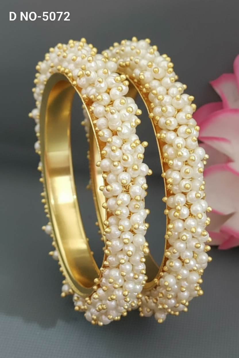 Baby Size Golden High Quality Pearl Bangles Sku 5072