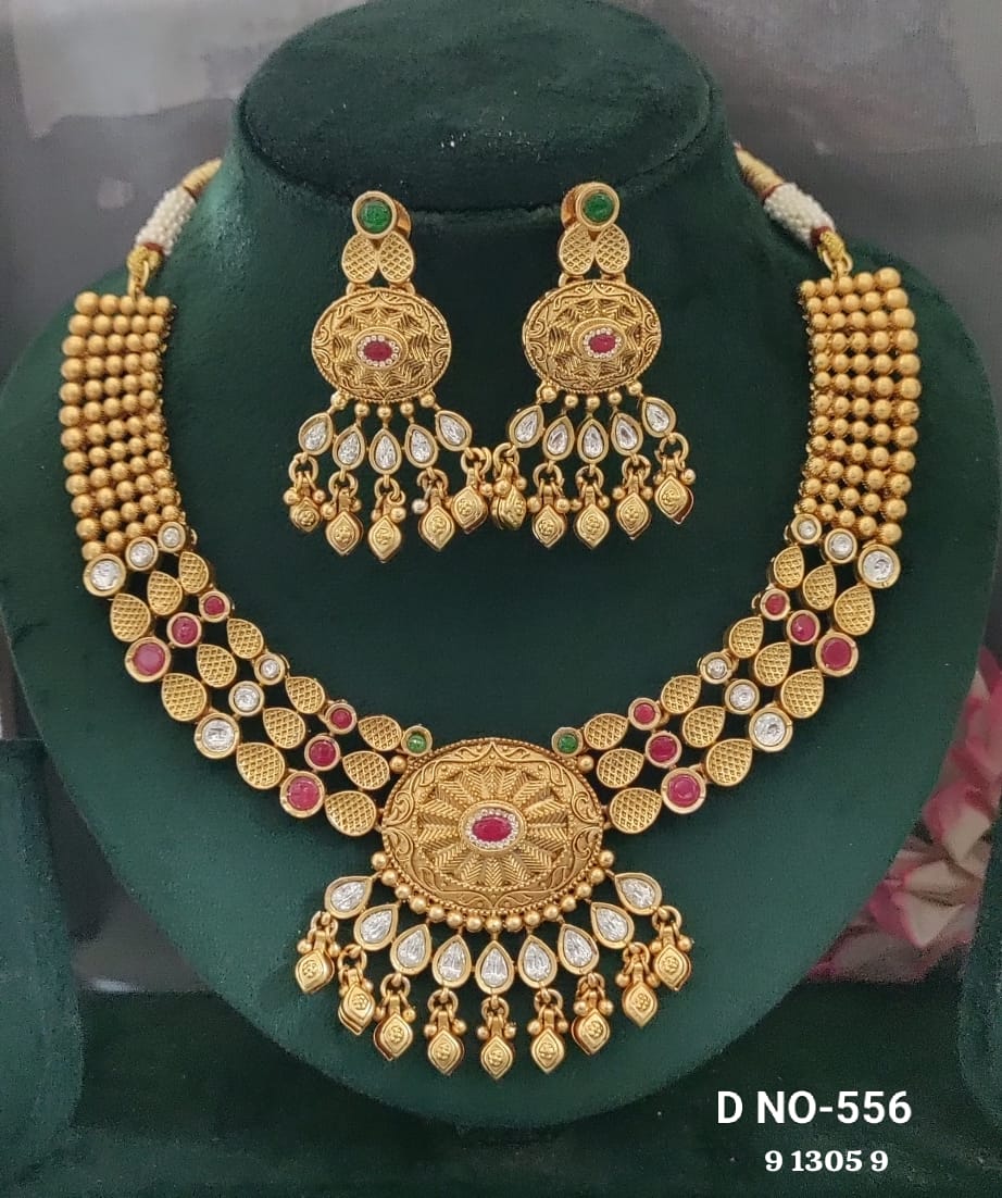 Golden Kundan Necklace SKU 556 D-5 Sale