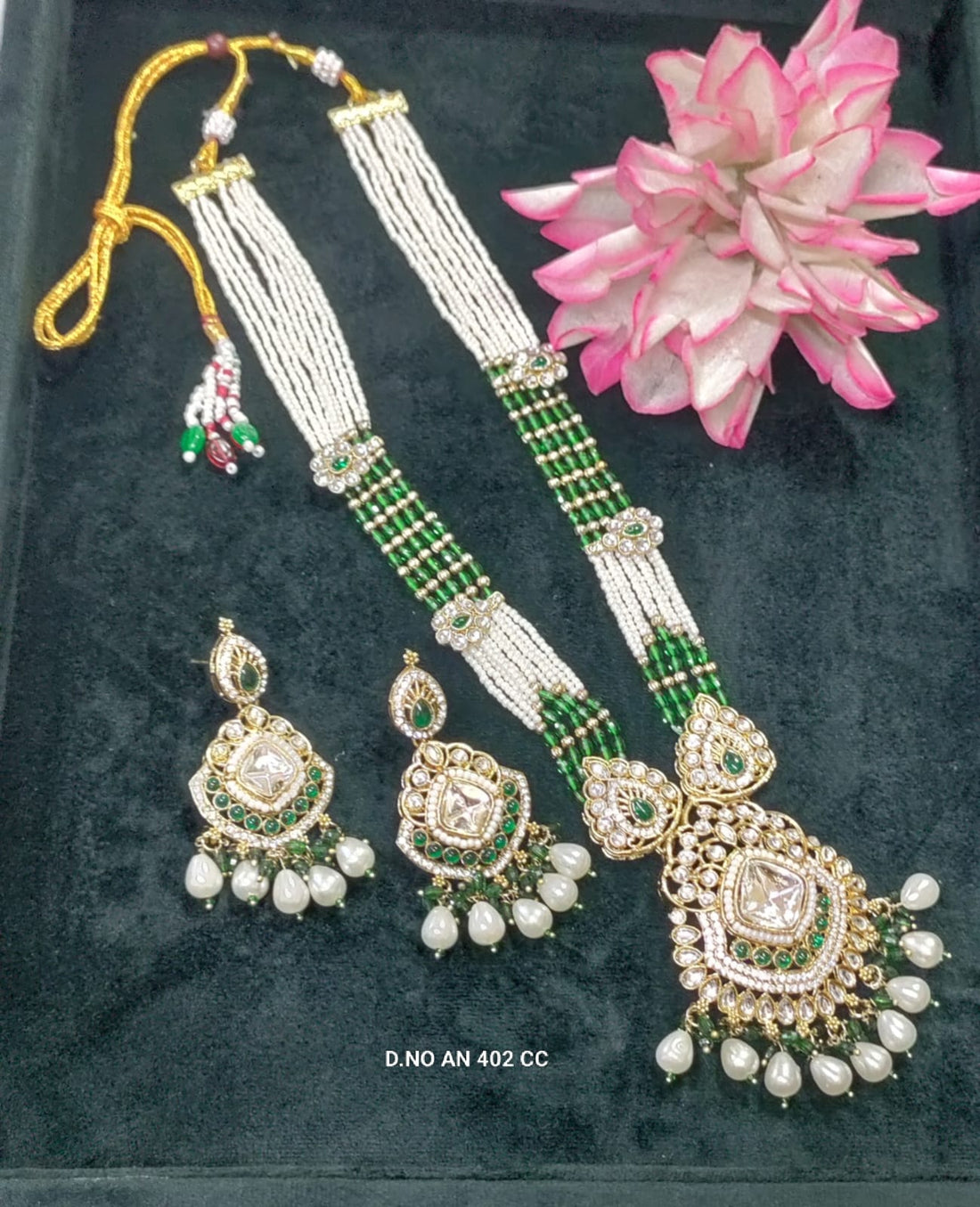 green long necklace set by Rchie Wholesale