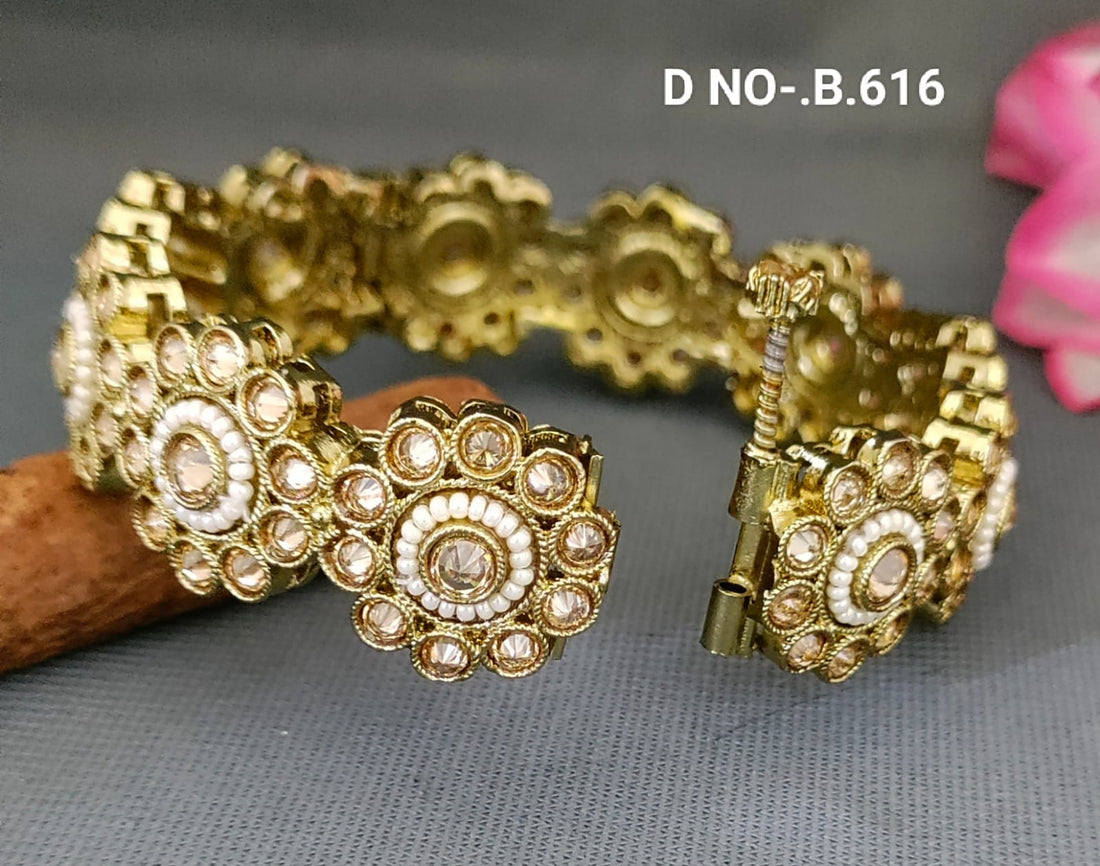 Mehandi Polki Openable Bangles Sku-B.616