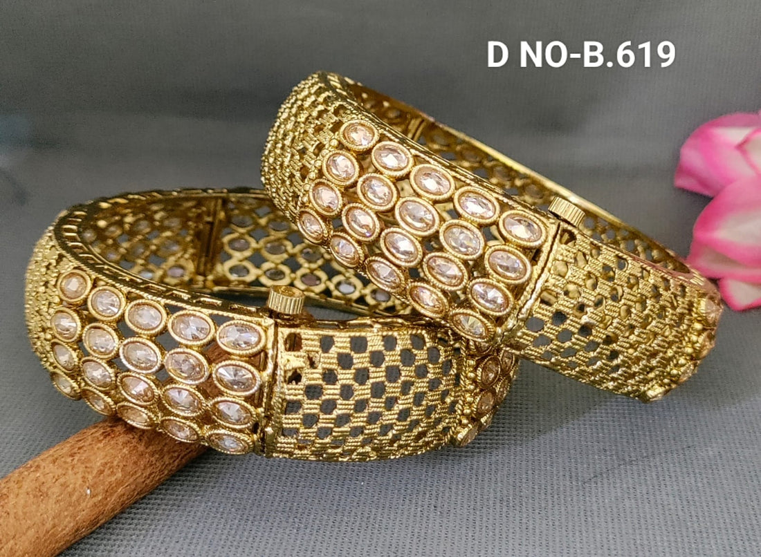 Mehandi Polki Openable Bangles Sku-B.619