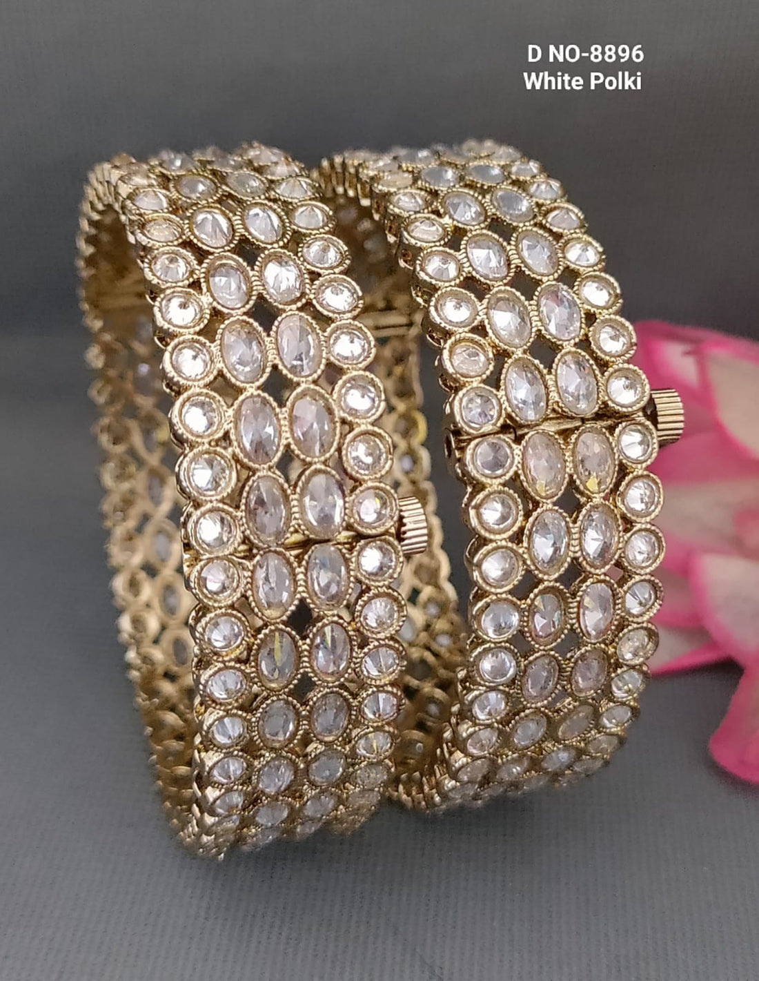 Mehandi Openable Polki Bangles Sku-8896
