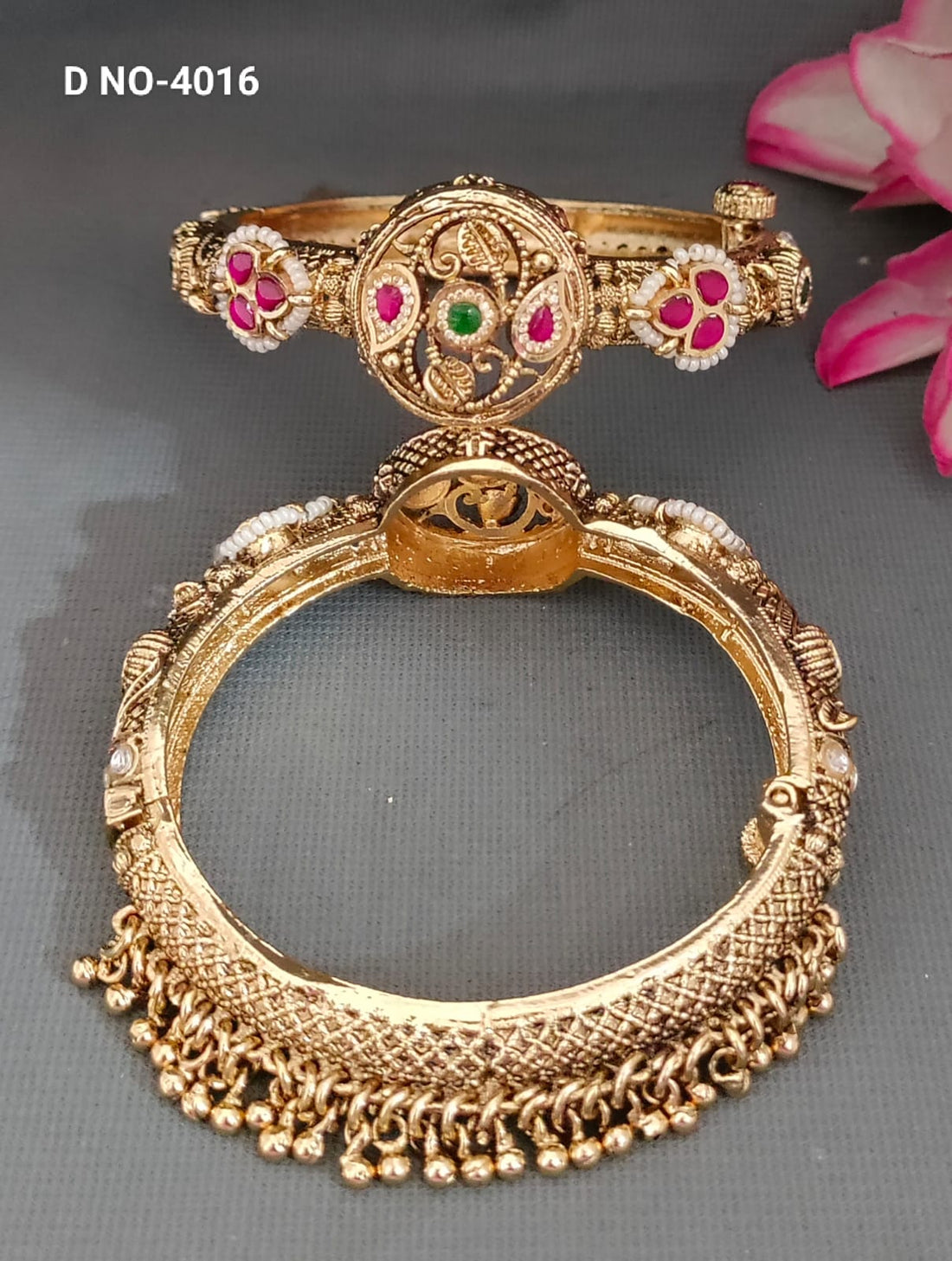 Heritage Antique Golden Swaroski Ghugari Bangle SKU-4016