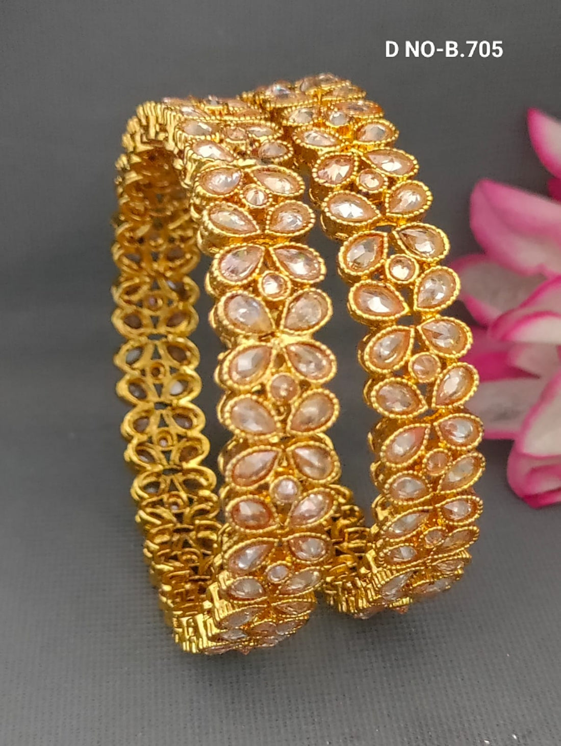 Golden Polki Bangles Sku-B.705