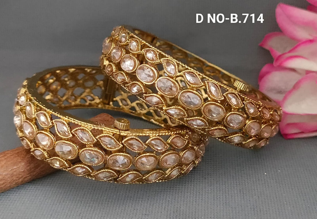 Mehandi Polki Openable Bangles Sku-B.714
