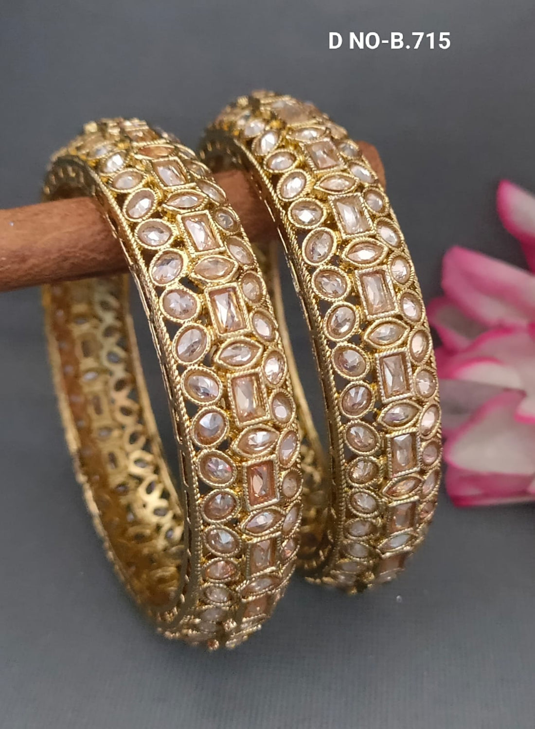 Mehandi Polki Bangles Sku- B.715