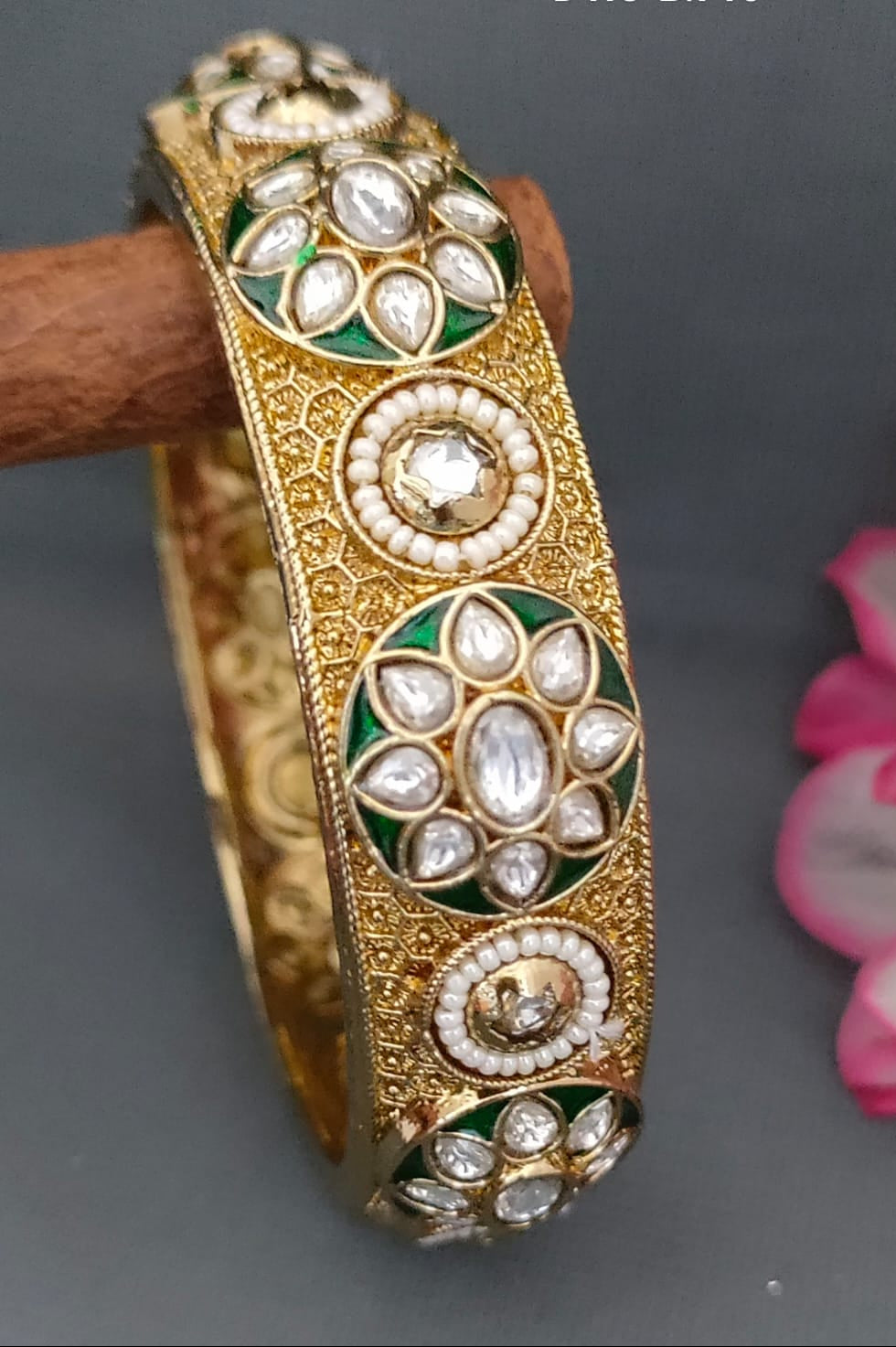 Mehandi Polki Kundan Minakari Bangles Sku- B.717