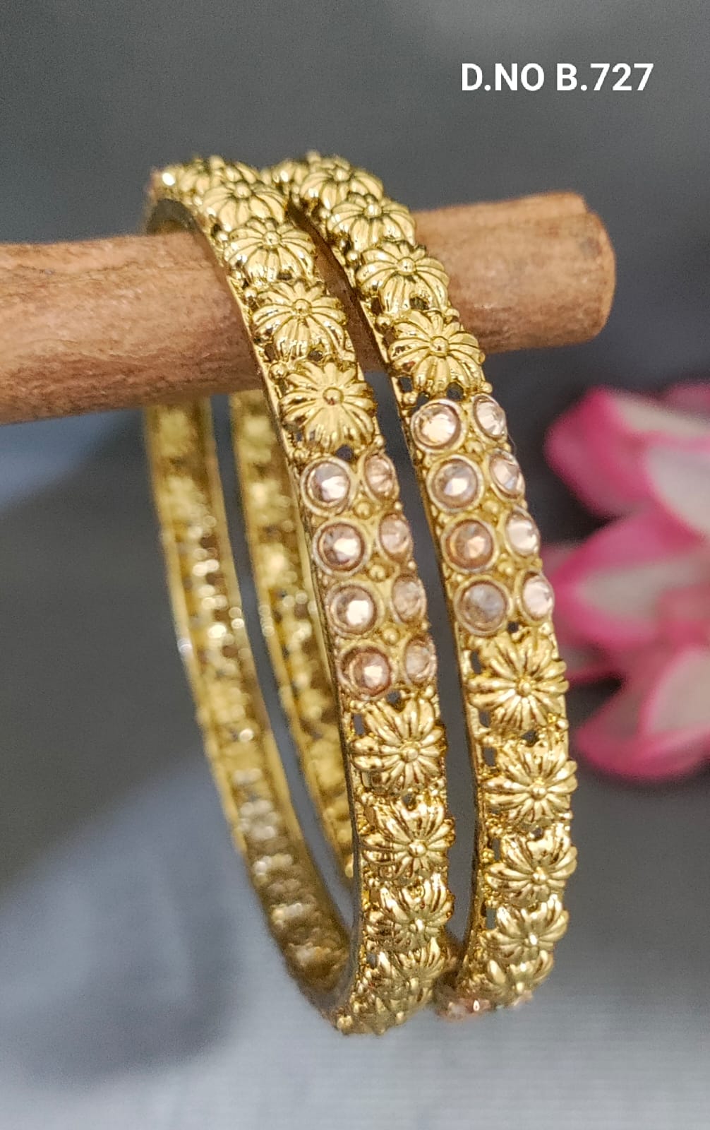 Mehandi Polki Bangles Sku-B.727