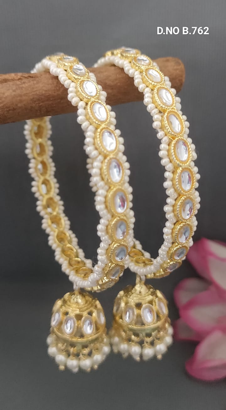 Golden Kundan Bangles Sku- B.762