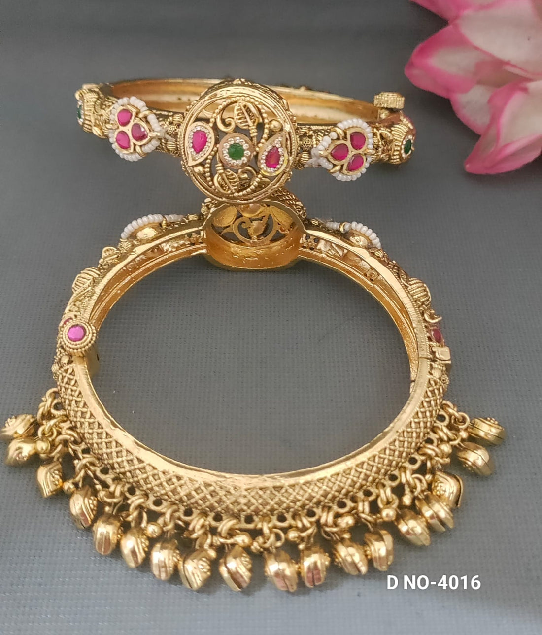 Heritage Antique Golden Swaroski Ghugari Bangle SKU-4016