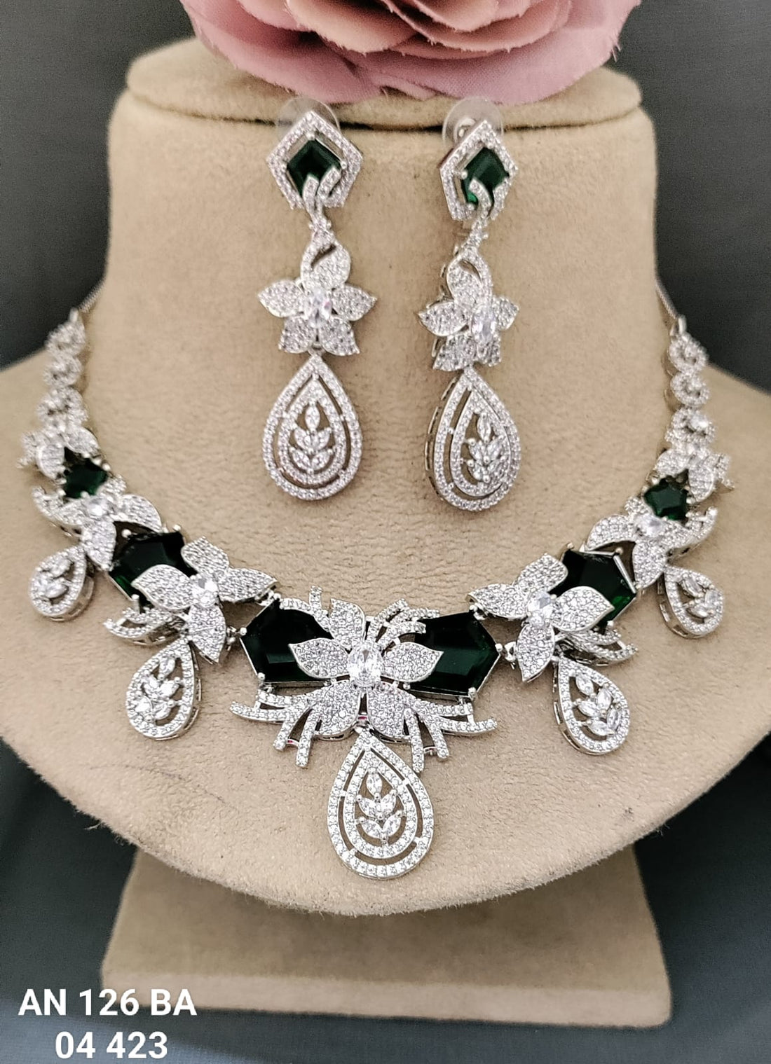 Cz Ad Rodium Necklace Sku AN 126 BA/C-8