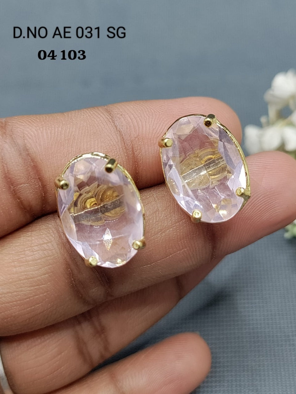 Cz Ad Golden Tops & Stud Earring Sku AE 031 SG rchiecreation