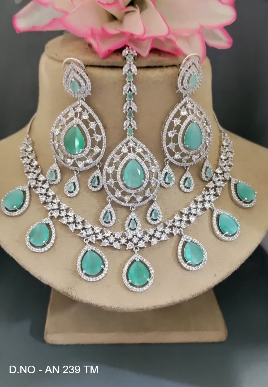 Cz ad Rodium Necklace Set Sku AN 239 TM /C-7
