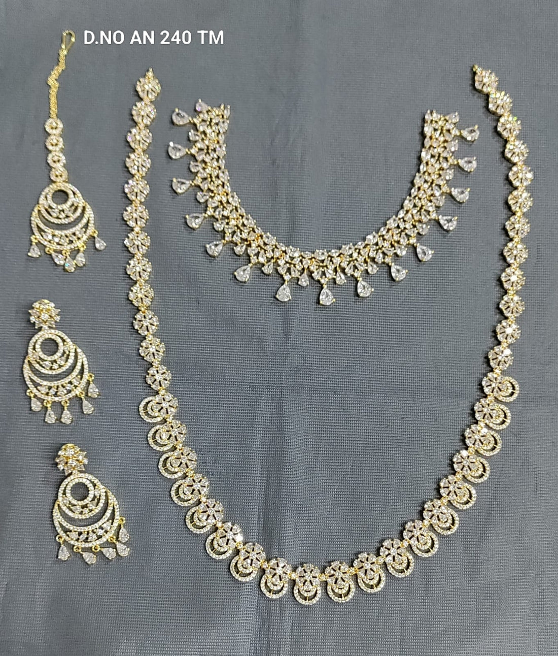 Cz Ad Golden Combo Necklace Sku AN 240 TM /C-3