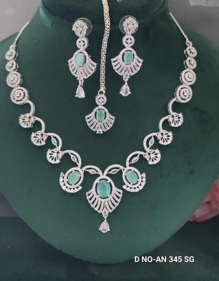 CZ AD Rodium Necklace SKU AN 345 SG/C-7