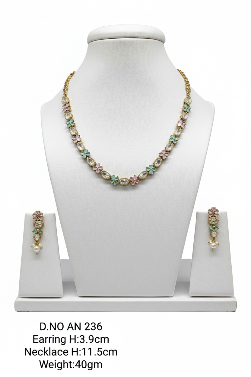 Mehandi Mossiniate Kundan Necklace SKU -AN 236 BG /D-4