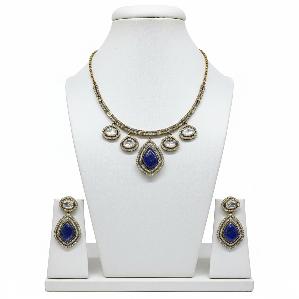 Moissanite Mehandi Necklace Set Sku KN 005 DK /D-4