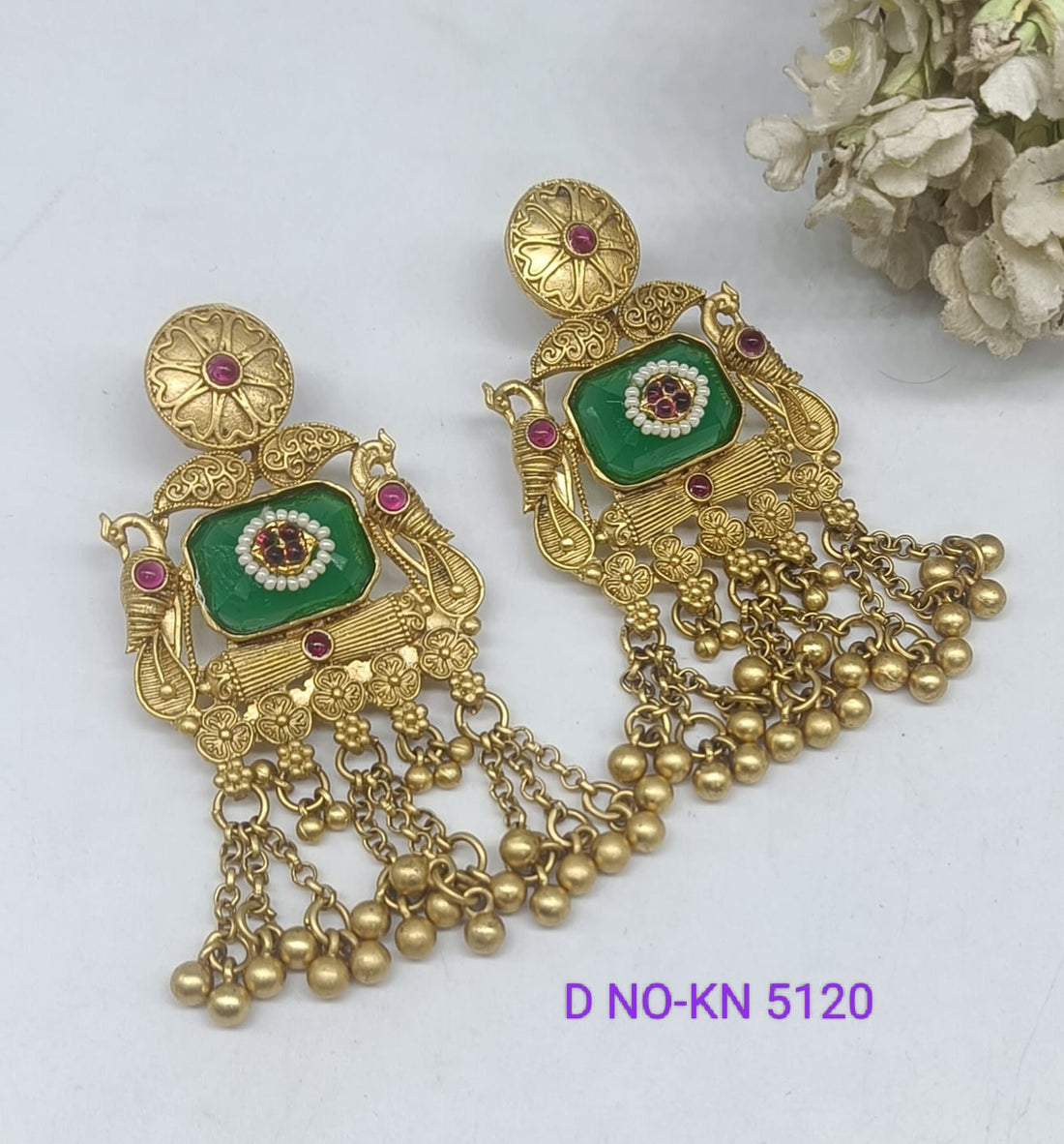 Kashmiri Golden  Earrings KN- 5120 RO D-3