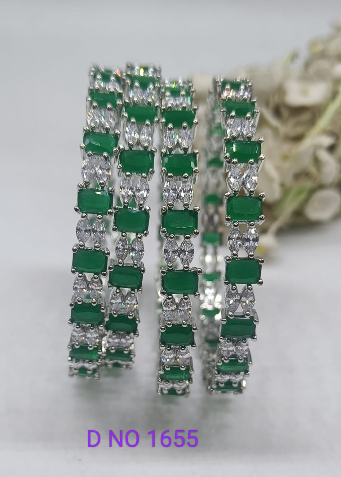 American Diamond Bangles Rodium Sku-1955 C5