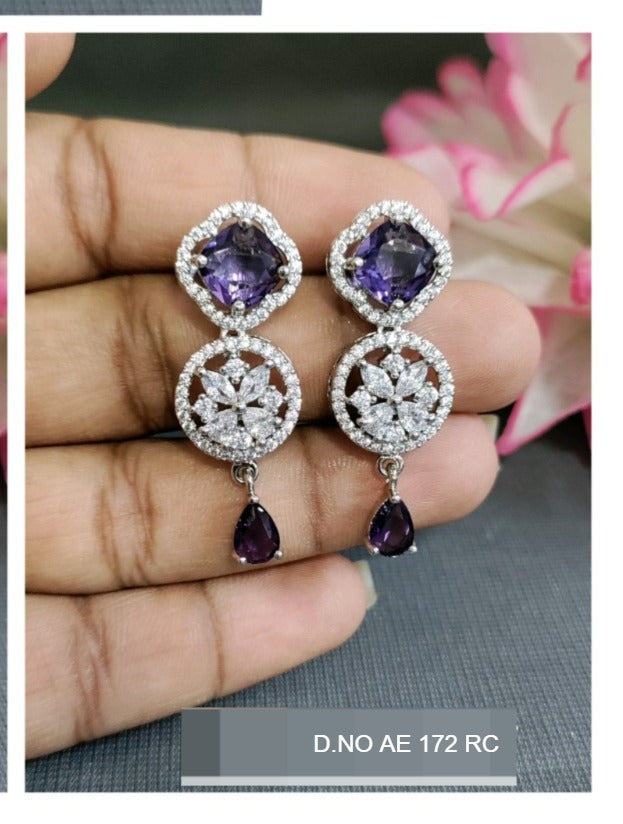 Cz Ad Rodium  Earrings Sku AE 172 RC/C-2