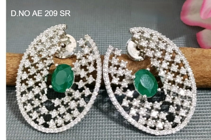 Cz Ad Rodium Earrings Sku AE 209 SR/C-2