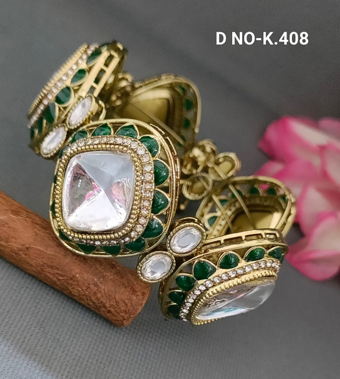Moissanite Minakari Mehandi Kundan Kada SKU K.408