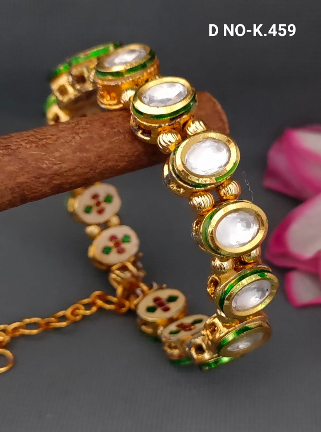 Golden Kundan kada/Bracelet-SKu- K.459