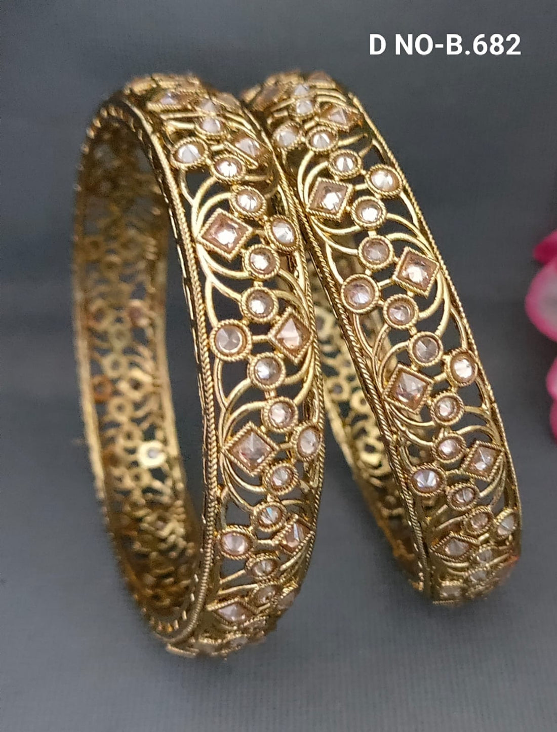 Mehandi Polki Bangles Sku-B.682