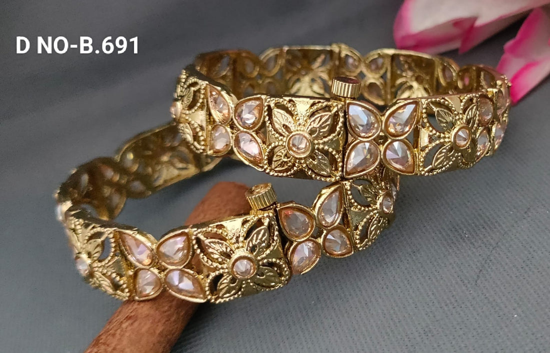 Mehandi Openable Polki Bangles Sku-B.691