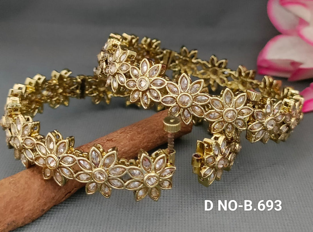 Mehandi Openable Polki Bangles Sku-B.693
