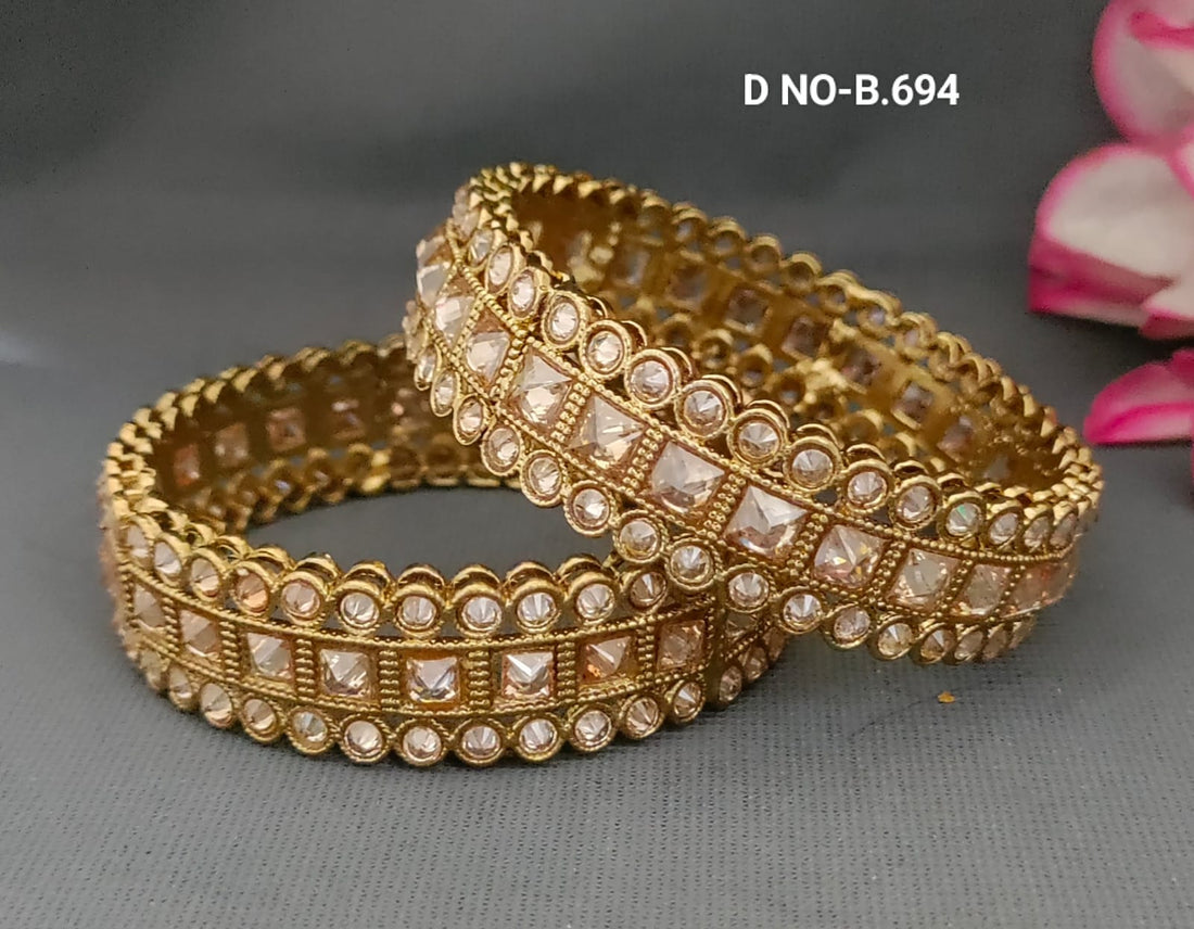 Mehandi Polki Bangles Sku-B.694