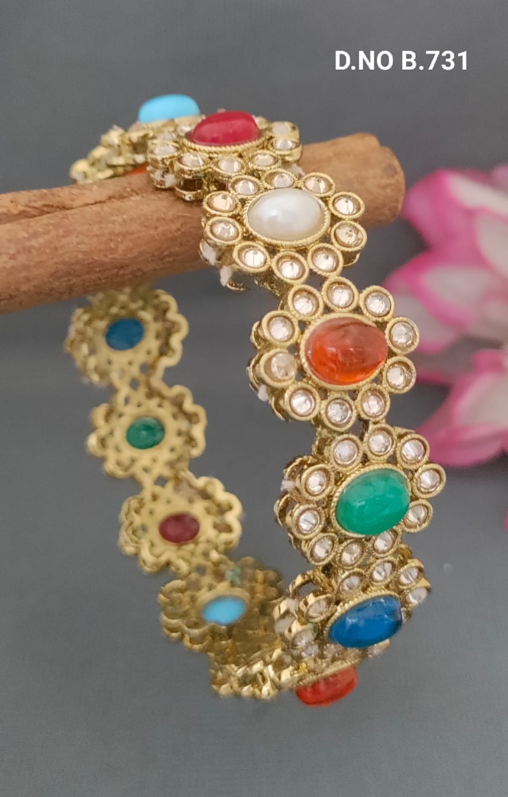 Mehandi Polki Bangles Sku- B.731