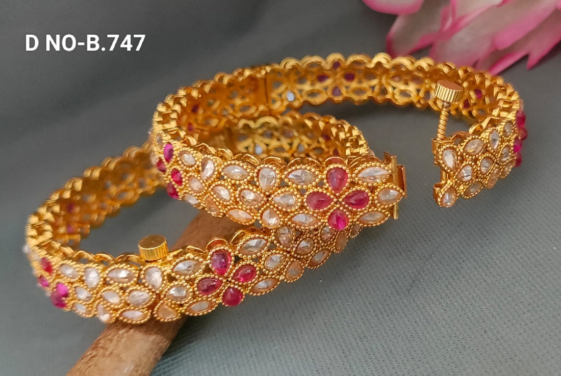 Golden Polki Bangles Sku- B.747