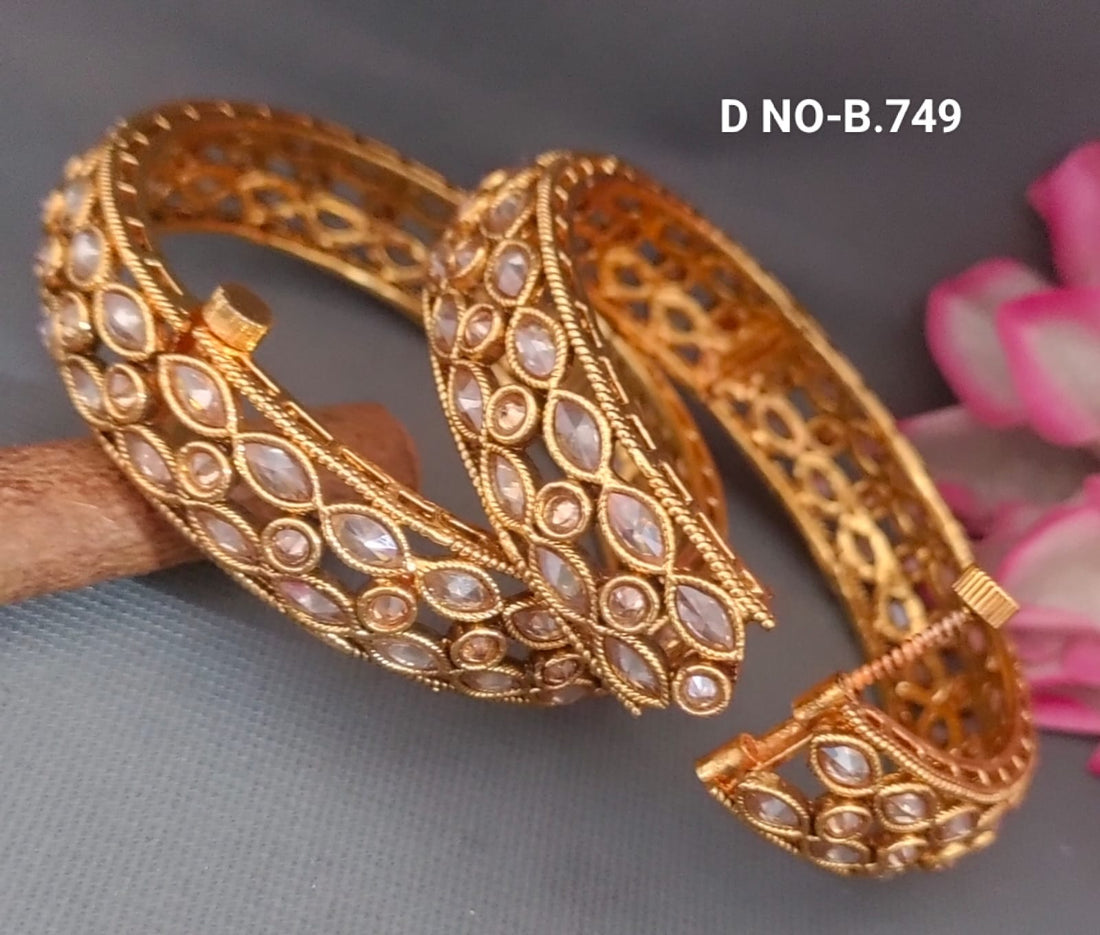 Golden Polki Bangles Sku- B.749