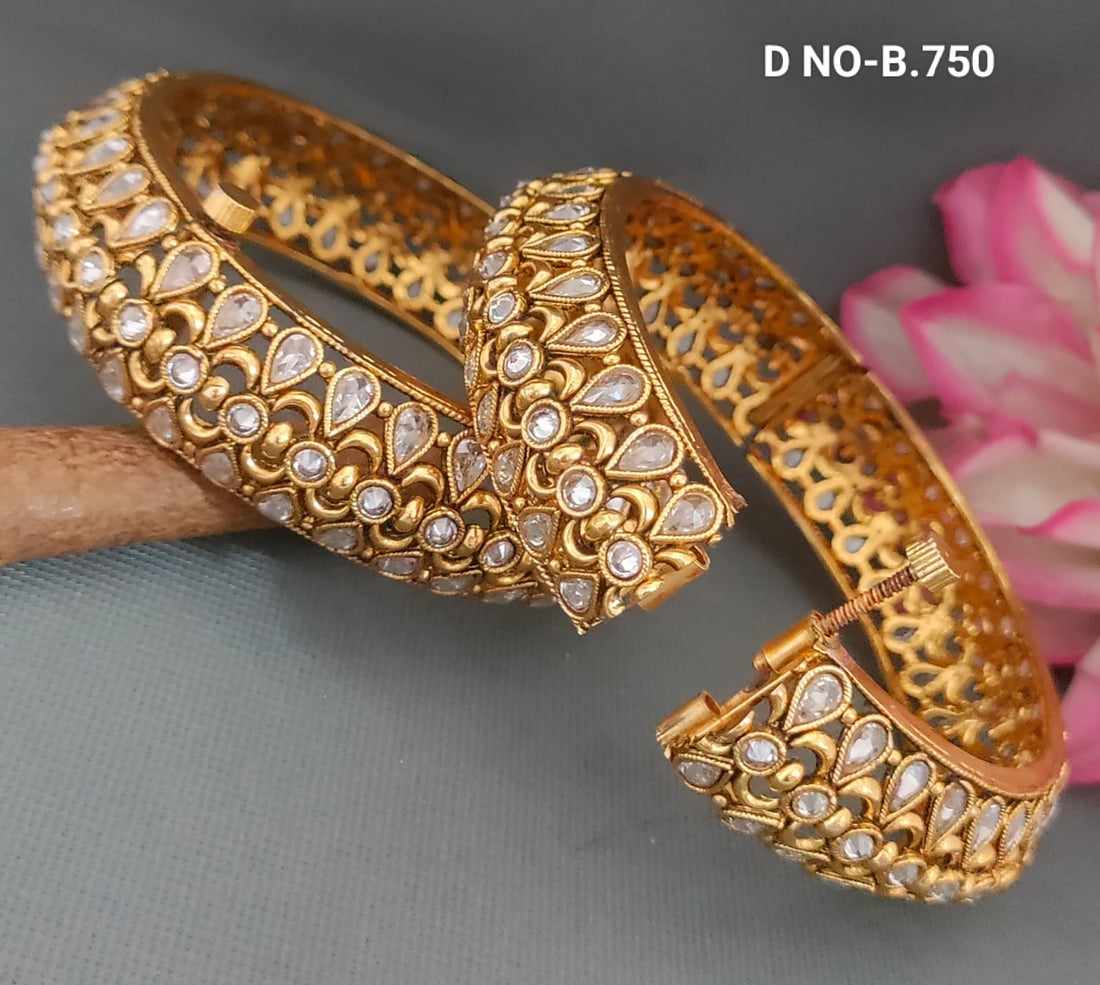 Golden Polki Bangles Sku- B.750