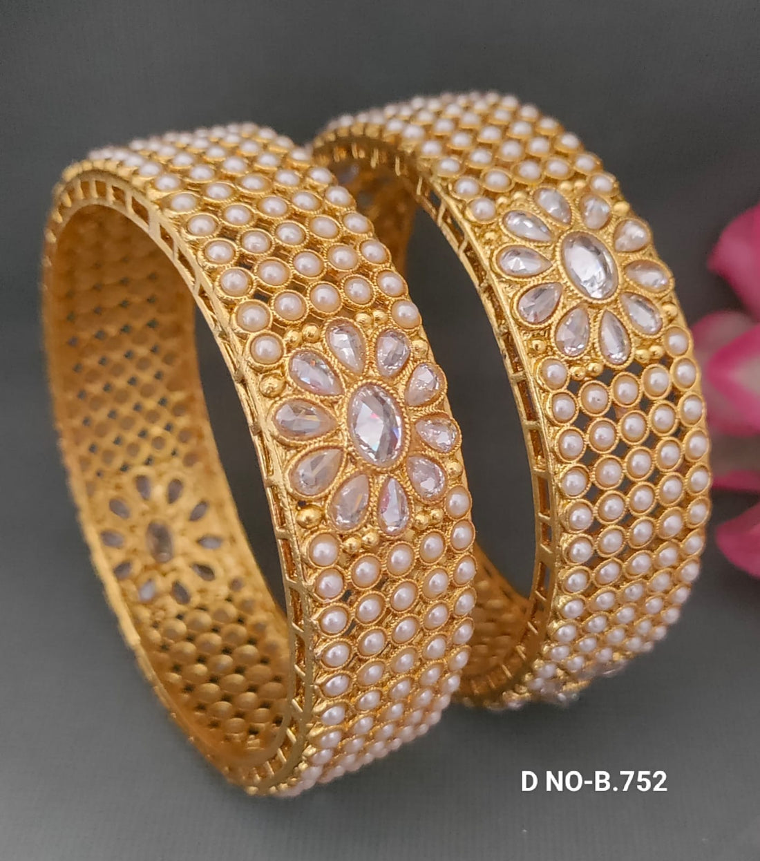 Golden Polki Bangles Sku- B.752